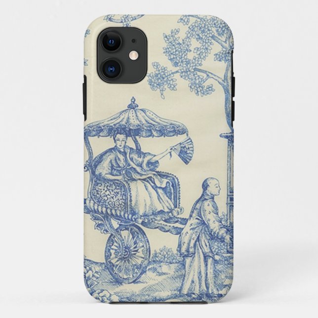 Coques Case-Mate iPhone Toile dans bleu et blanc (Dos)