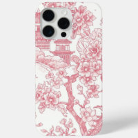 Toile de chinoiserie rose dragon fleur de cerisier