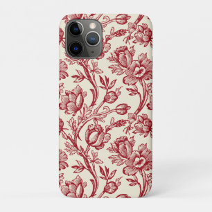 Case-Mate iPhone Case Toile de tulipes rouge et crème - Décor champêtre 