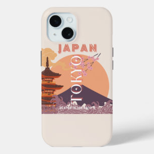 Coque Pour iPhone 15 Tokyo Japan Travel Art, Art Vintage voyage