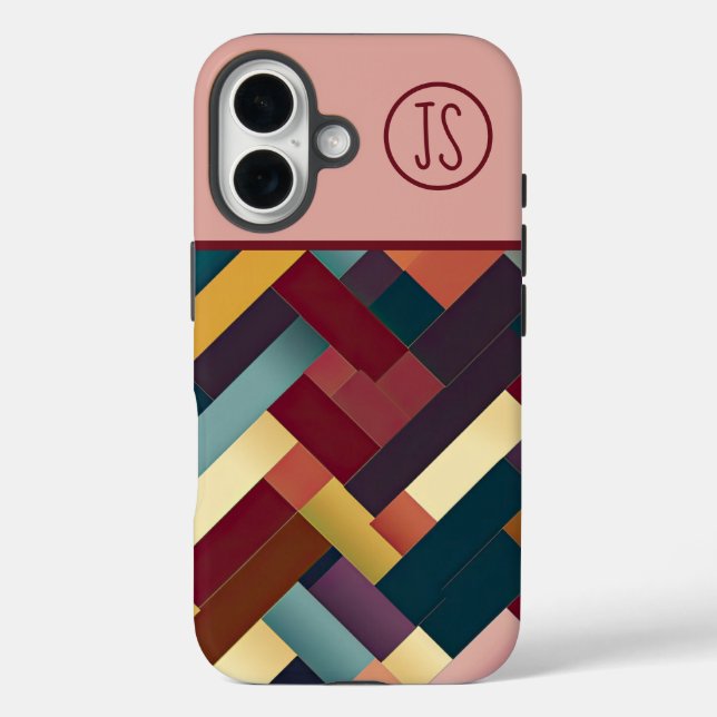 Coques Case-Mate iPhone Tons d'automne douillets Motif de tissage Monogram (Verso)