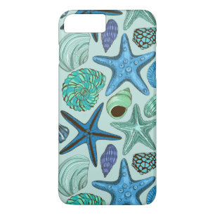 Coques Pour iPhone Tons De Coquillages Bleus Et Motif D'Étoile