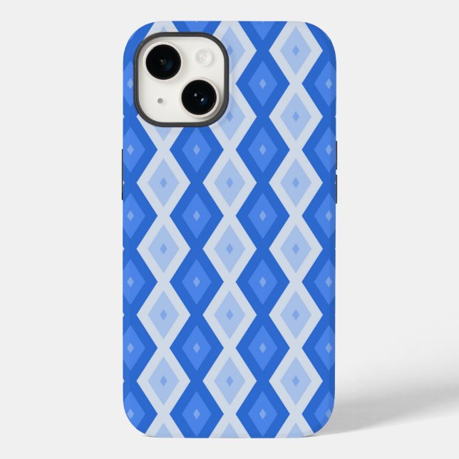 Coques Case-Mate iPhone Tons de motif de diamant bleu (Verso)