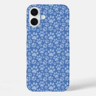 COQUES iPhone 16 PLUS TONS D'EMPREINTES DE PATTES DE CHIENS BLEUS