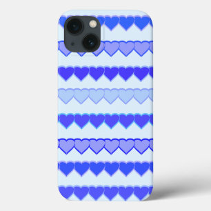 iPhone 13 Case Tons des lignes de coeur bleu