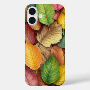 COQUES iPhone 16 PLUS TONS D'OR ROUGE VERT FEUILLES TOMBÉES
