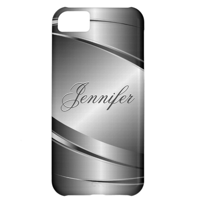 Coques Case-Mate iPhone Tons Gris Acier Inoxydable Metalli Look- Monogramm (Dos)