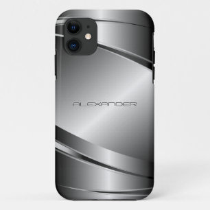 Coque Case-Mate Pour iPhone Tons Gris Acier Inoxydable Metalli Look- Monogramm
