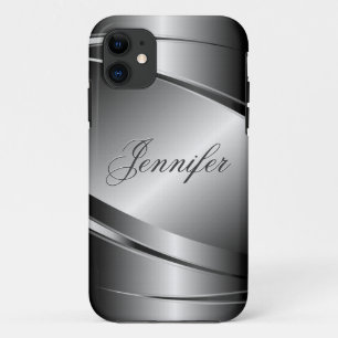Coques Pour iPhone Tons Gris Acier Inoxydable Metalli Look- Monogramm