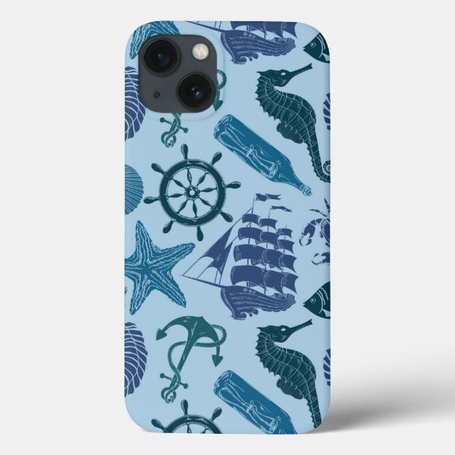 Coques Case-Mate iPhone Tons Nautiques Du Motif Bleu (Verso)