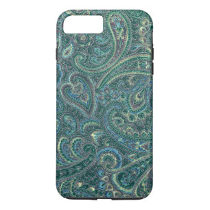 Coque iPhone 7 Plus Tons verts Vintage Ornate Paisley Motif