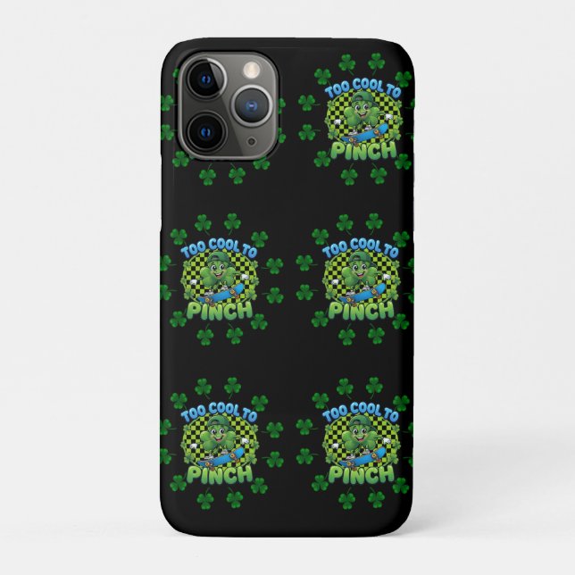 Coques Case-Mate iPhone Too Cool to Pinch Skateboard Shamrock St. Patricks (Dos)