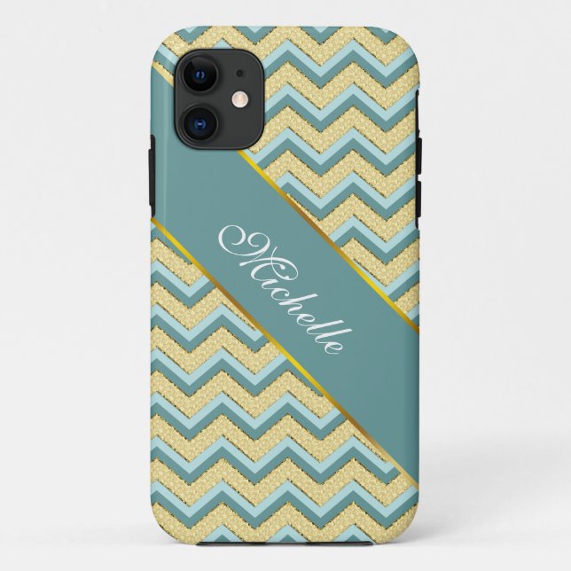 Coques Case-Mate iPhone Topaz Parties scintillant Chevron Motif (Dos)