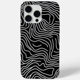 Coque iPhone 15 Pro Max Topographic Line Art in Black 🗺️