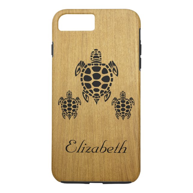 Coques Case-Mate iPhone Tortue de mer Tribal Faux Wood (Dos)