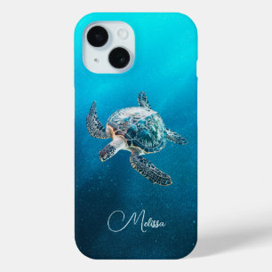 Coque Pour iPhone 15 Tortue de mer Turquoise   Côtier