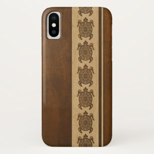 Coque iPhone X Tortue hawaïenne en bois de Faux d'Uhane Honu