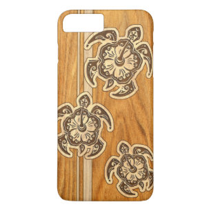 Coques Pour iPhone Tortue hawaïenne en bois de Faux d'Uhane Honu