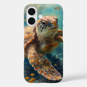 Coque Pour iPhone 16 Tortue migratrice nageant dans le couvert océaniqu