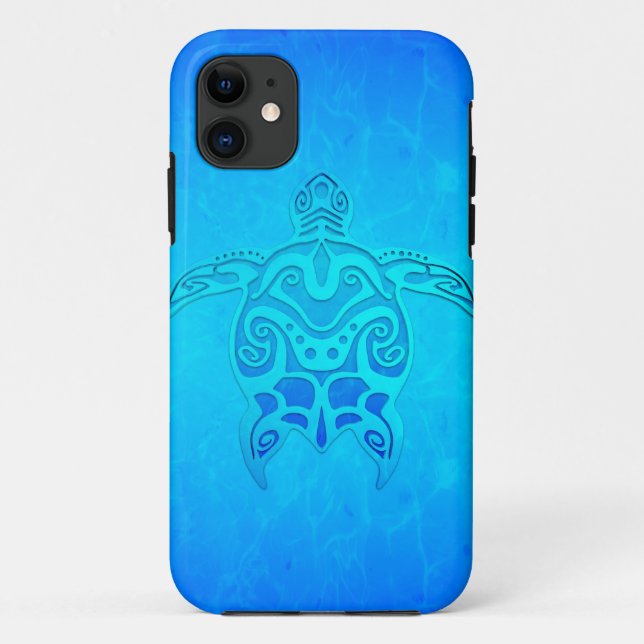 Coques Case-Mate iPhone Tortue tribale bleue (Dos)