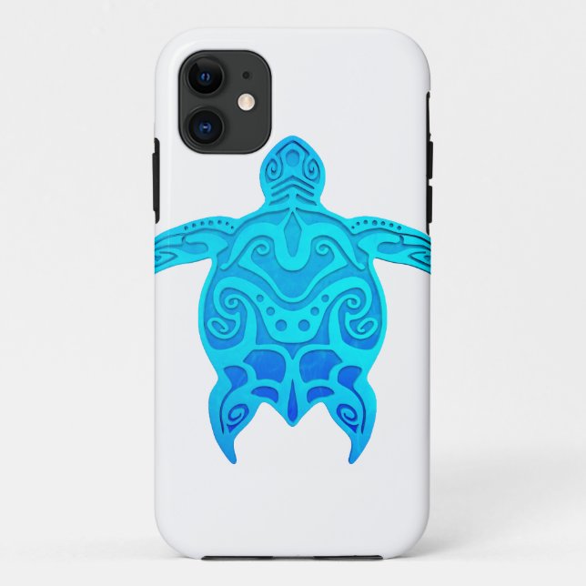 Coques Case-Mate iPhone Tortue tribale bleue (Dos)