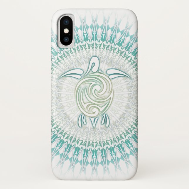 Coques Case-Mate iPhone Tortue Turquoise Et Animal Mandala (Dos)