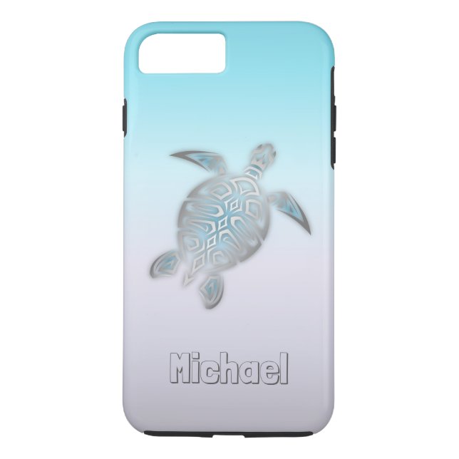 Coques Case-Mate iPhone Tortues de mer Argent Monogramme animal (Dos)