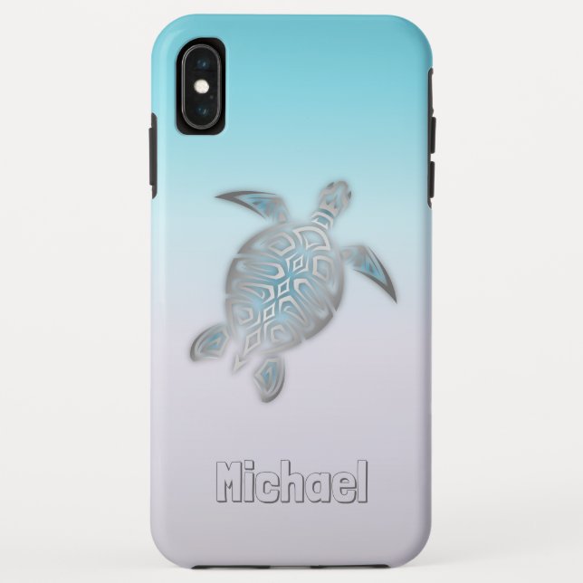 Coques Case-Mate iPhone Tortues de mer Argent Monogramme animal (Dos)
