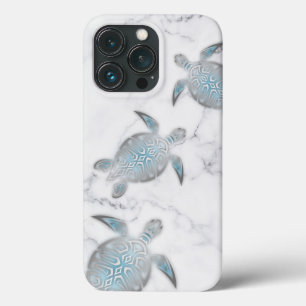 Case-Mate iPhone Case Tortues de mer argentées Marbre gris