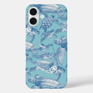 Coques iPhone 16 Plus tortues de mer cobalt bleu ciel