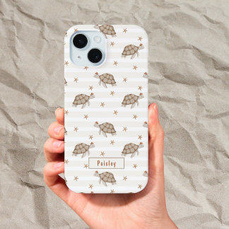 Coque Pour iPhone 15 Tortues de natation avec nom