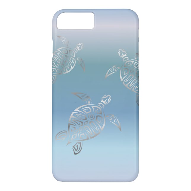Coques Case-Mate iPhone Tortues marines Gradient bleu argenté (Dos)