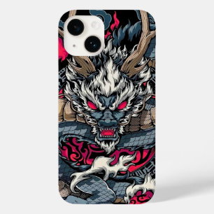 Coque Pour iPhone 14 totem de dragon chinois, tatouage