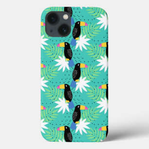 iPhone 13 Case Toucans sur Turquoise