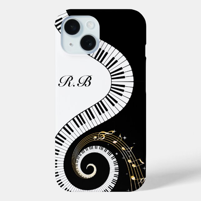 Coques Case-Mate iPhone Touches de piano Monogram et notes musicales (Verso)