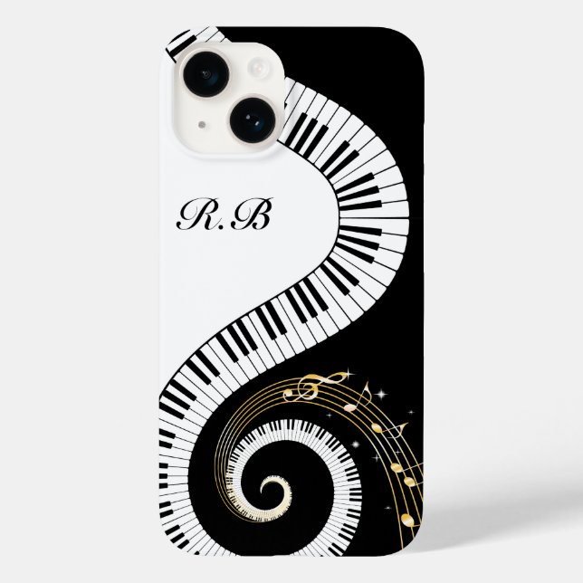Coques Case-Mate iPhone Touches de piano Monogram et notes musicales (Verso)