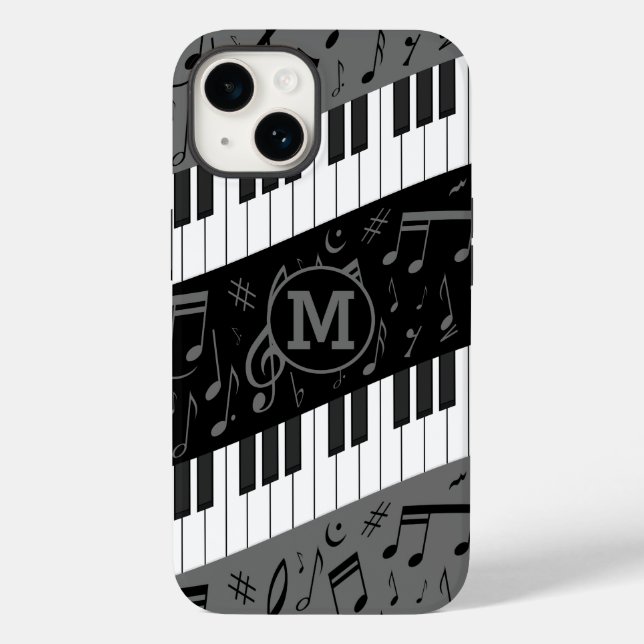 Coques Case-Mate iPhone Touches de piano monogramme et notes musicales (Verso)