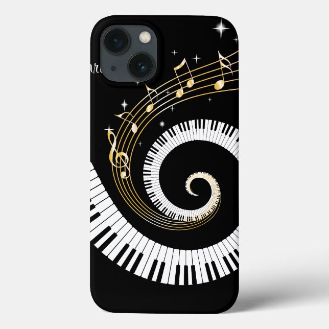 Coques Case-Mate iPhone Touches de piano personnalisables et tiphon Gold M (Verso)