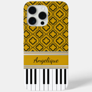 Coque iPhone 15 Pro Max Touches de piano personnalisées Quatrefoil noir su