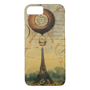 Coque iPhone 8/7 Tour Eiffel Ballons à air chaud Steampunk