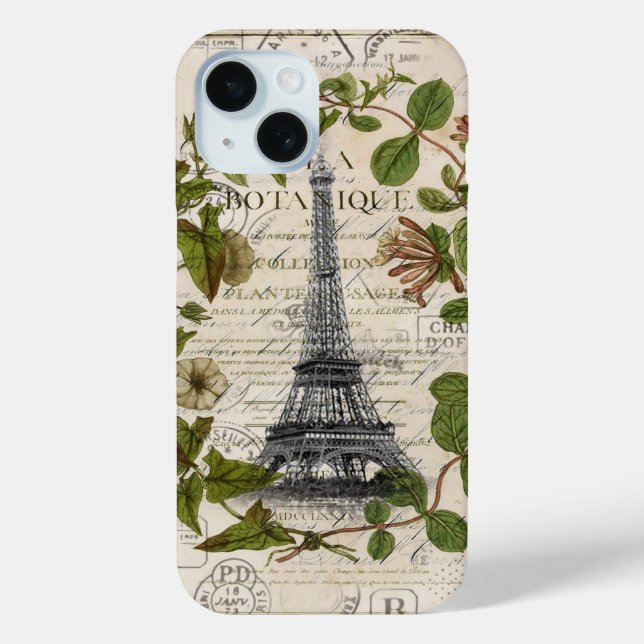 Coques Case-Mate iPhone tour eiffel de feuilles de lierre girly moderne (Verso)