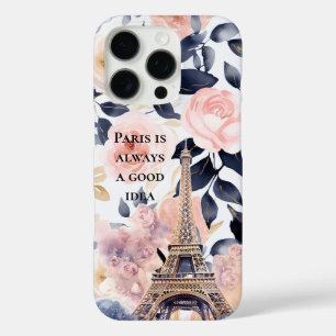 Coques iPhone 16 Pro Tour Eiffel Paris Floral