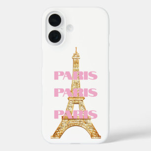 Coque Pour iPhone 16 Tour Eiffel Parisienne Élégante Paris en Rose