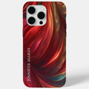 Coque iPhone 15 Pro Max Tourbillon Abstrait rouge Iridescente