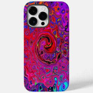 Coque Pour Pour iPhone 14 Pro Max Tourbillon Rouge et Violet Abstrait Rétro Liquide