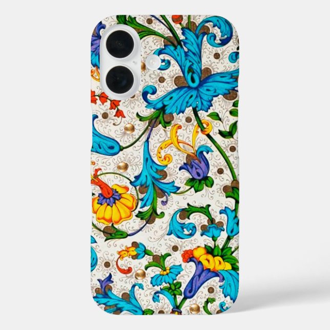 COQUES Case-Mate iPhone TOURBILLONS FLORAUX BLEUS DE LA RENAISSANCE FLOREN (Verso)