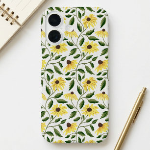 Coque Pour iPhone 16 Tournesol Aquarelle Fleur Sauvage Jaune Vert