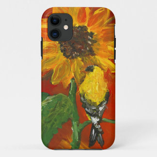 Coques Pour iPhone Tournesol avec le chardonneret