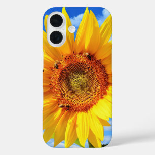Coque Pour iPhone 16 Tournesol jaune et abeilles