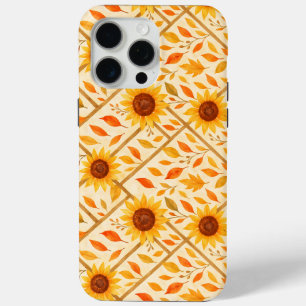 Coque iPhone 15 Pro Max Tournesol rétro et aquarelle rustique